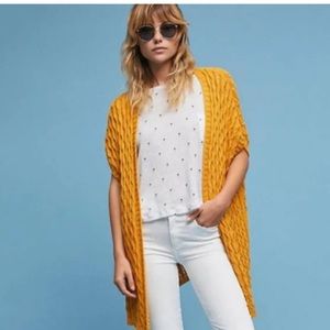 Long gold Anthro cardigan, M
